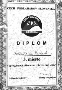 Diplom Najlepšia realizácia roku 2005 a 2006
